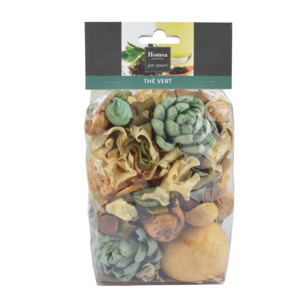Potpourri-Mix Grüntee - dekorative Trockenblüten zum Dekorieren & Basteln - 110g - aus Naturmaterialien - grün, braun, beige - wohlduftend