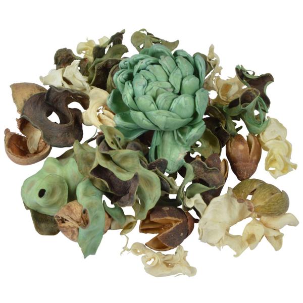 Potpourri-Mix Grüntee - dekorative Trockenblüten zum Dekorieren & Basteln - 110g - aus Naturmaterialien - grün, braun, beige - wohlduftend