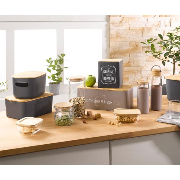 Vorratsglas mit Bügelverschluss - Glasdose mit elegantem Bambus-Deckel & 1,4L Fassungsvermögen - Luftdicht, transparent für Küche & Vorratskammer