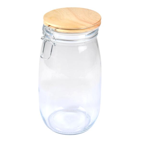 Vorratsglas mit Bügelverschluss - Glasdose mit elegantem Bambus-Deckel & 1,4L Fassungsvermögen - Luftdicht, transparent für Küche & Vorratskammer
