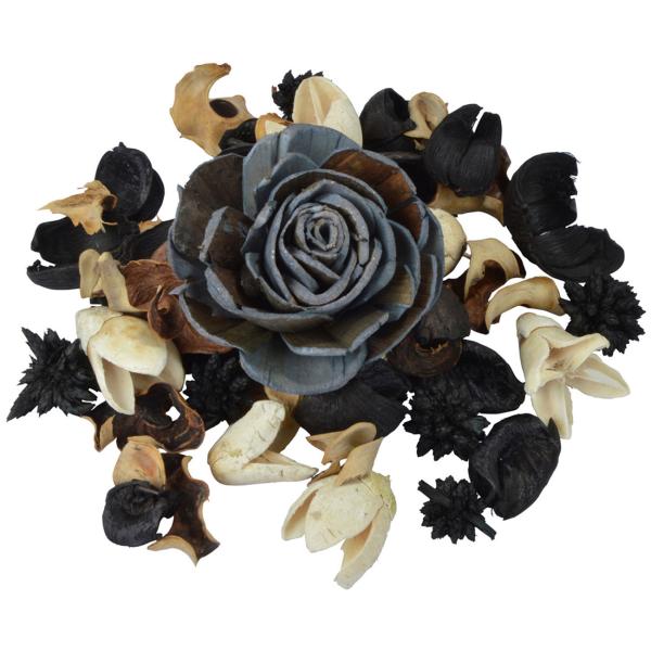 Potpourri-Mix Sandelholz - Dekorative Trockenblüten & Naturmaterialien anthrazit-schwarz-beige 110g - Für romantische Dekoration & kreatives Basteln