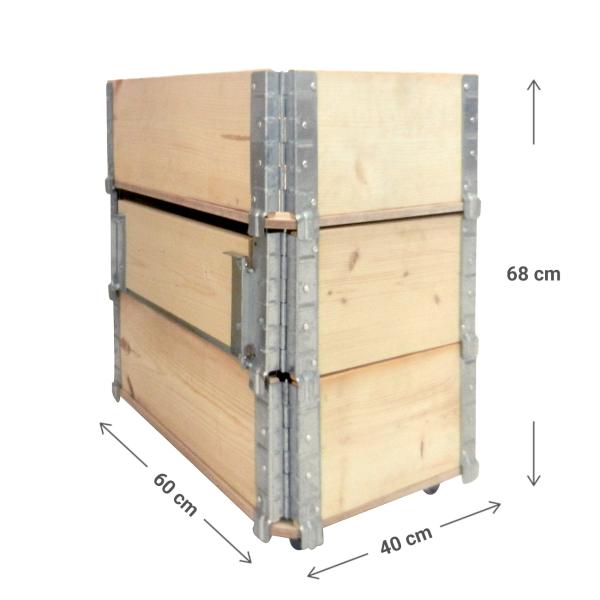 Hochbeet Holz mit Metallscharnieren - Mobiler Kräutergarten Pflanzen Blumen Deko Geschenk - 4 Rollen 360° drehbar 60x40x68cm Natur inkl. Pflanzfolie Ablagefach