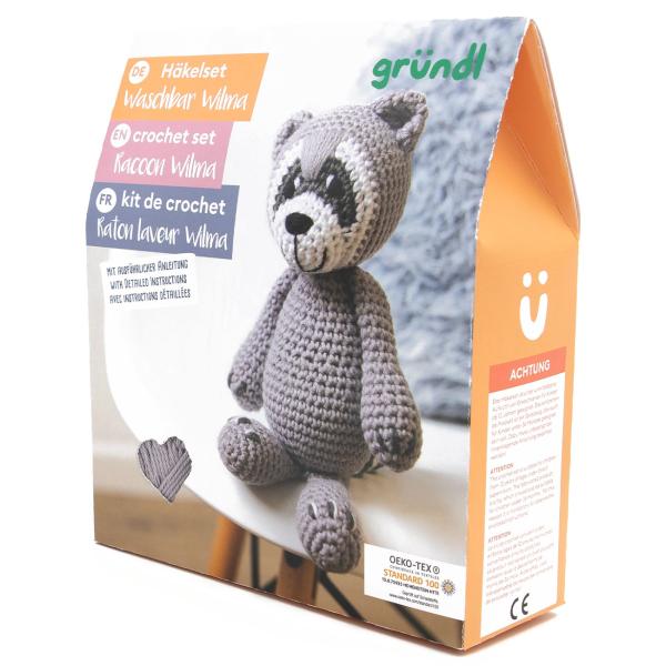 Häkelset Waschbär Komplett - DIY Kreativset mit Garn, Nadel, Füllwatte & detaillierter Anleitung - Für Anfänger & Fortgeschrittene