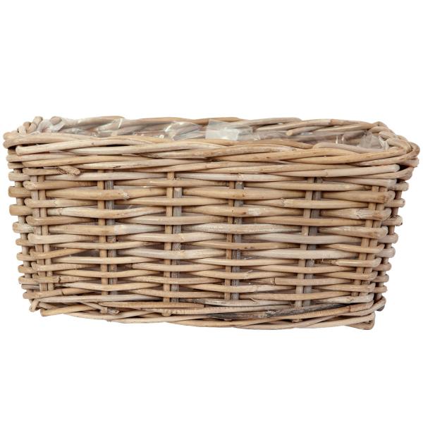 2er-Set Rattan Pflanzkörbe mit Pflanzfolie - Blumenkästen für Garten, Balkon, Terrasse - 60x23x20 & 40x23x20cm - Natur Design - Robust & wetterfest