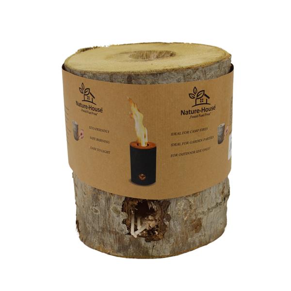 Schwedenfeuer aus Echtholz für den Garten - Stimmungsvolles Licht für Terrasse & Balkon - Pappelholz mit Naturrinde Ø 18x18cm - Ideal als Geschenk