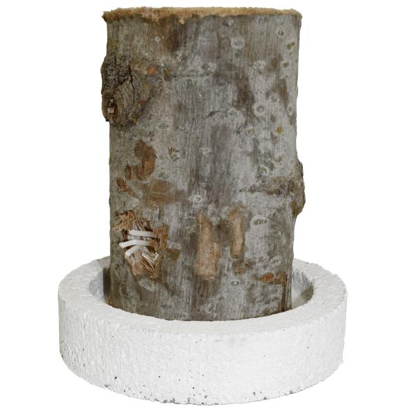 Schwedenfeuer aus Echtholz - Gartenfackel mit Betonsockel Ø 12x18cm - Für Terrasse, Balkon & Outdoor - Pappelholz aus Ungarn - Dekoration & Geschenk