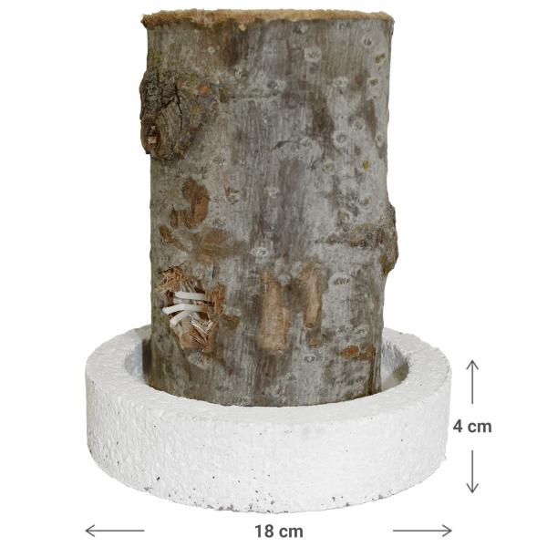 Schwedenfeuer aus Echtholz - Gartenfackel mit Betonsockel Ø 12x18cm - Für Terrasse, Balkon & Outdoor - Pappelholz aus Ungarn - Dekoration & Geschenk