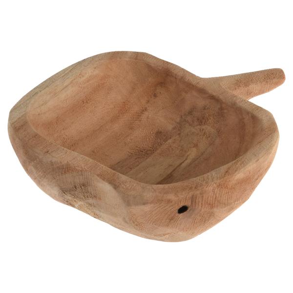 Dekoschale Apfelform Teakholz - Elegant natürlich & edel - Hochwertige Holzschale für Deko Süssigkeiten & Kleinkram - L15,1 x B13,1 x H4,3 cm