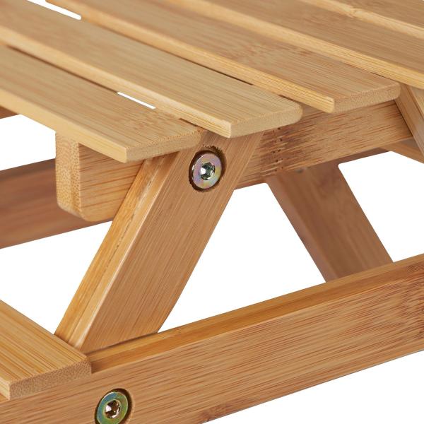 Blumenständer Bambus - Pflanzenregal Blumentreppe 3 Ablagen auf 2 Ebenen - braun, 17x51.5x15cm - Optimal für Pflanzen & Deko, 6kg Traglast/Ebene