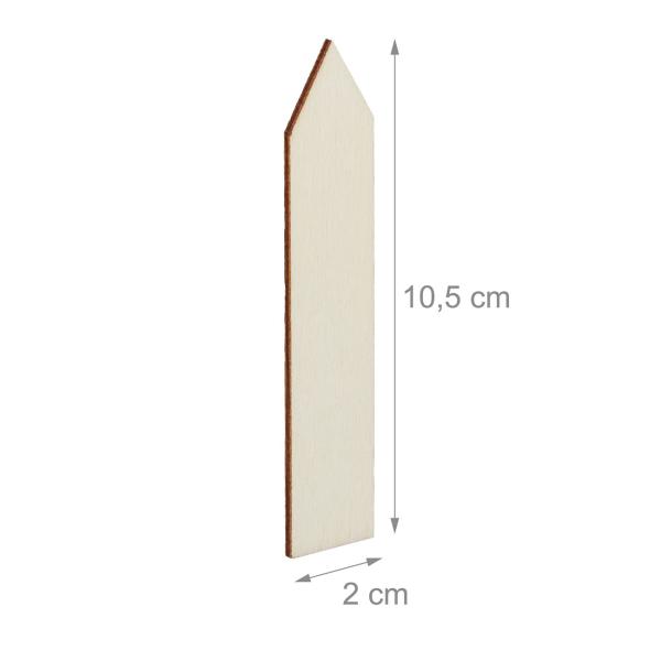 Pflanzenstecker Holz 60er-Set - Steckschilder zum Beschriften für Kräuter Blumen Gemüse Garten - Individuell gestaltbar - 10,5x2x0,2cm braun