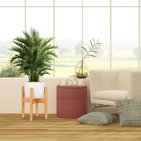 Blumentopfhalter aus Bambus - Verstellbarer Pflanzenständer für diverse Topfgrössen - Robust, braun, 29,5-37,5cm Ø - 35,5cm hoch - 60kg Belastbarkeit