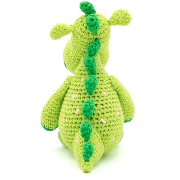 Häkelset Dino komplett - Kreativset Häkeln mit Garn, Nadel, Füllmaterial & Anleitung - Für Anfänger & Fortgeschrittene - DIY Dino 15cm grün/weiss/schwarz