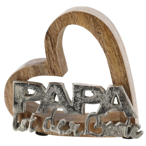Dekoherz aus Mangoholz "Papa ist der Beste" - Geschenk für Vater zum Geburtstag, Vatertag, Weihnachten - Innendekoration 15x5x15cm
