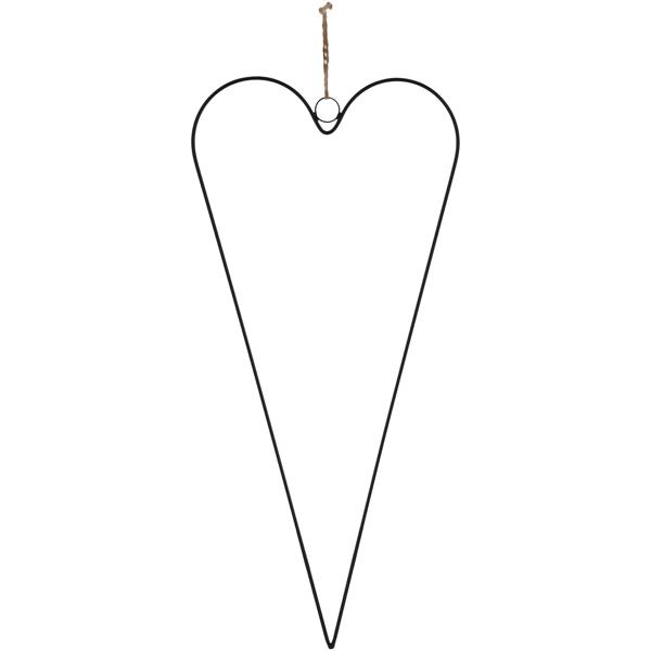 Herzanhänger Metall - Edles Dekoherz zum Aufhängen - Rustikales Eisen Schwarz - 15x30cm - Für natürliches Designzuhause - Tür Fenster Garten Hochzeiten