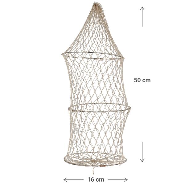 Deko Reuse - Fischernetz aus Sisal & Metall für maritimes Ambiente - umweltfreundliche Wand-Dekoration & Aufbewahrung - beige Ø 16xH 50cm