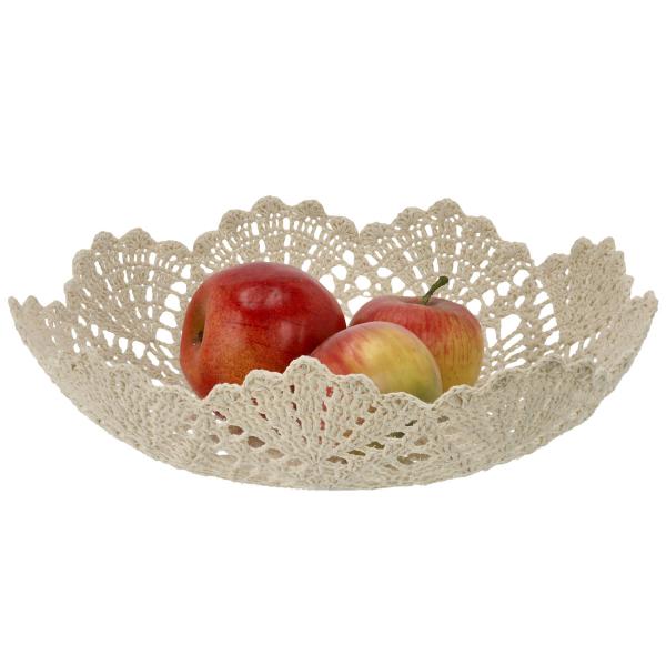 Dekoschale Makramee aus Baumwolle - Boho-Style Korb mit Metallrahmen für Schmuck & Kosmetika - Ø 22x7cm Beige - Robust & vielseitig einsetzbar