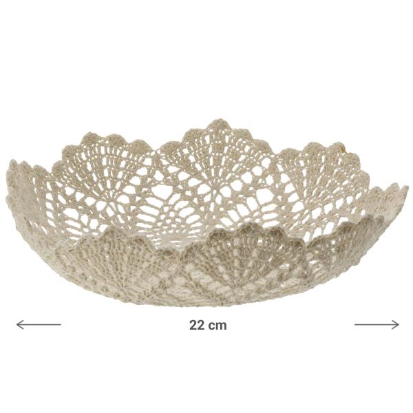 Dekoschale Makramee aus Baumwolle - Boho-Style Korb mit Metallrahmen für Schmuck & Kosmetika - Ø 22x7cm Beige - Robust & vielseitig einsetzbar