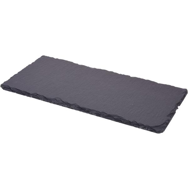 Dekotablett Schieferplatte - Serviertablett für Speisen & Deko - Robust, langlebig, leicht zu reinigen - L 30 x B 15 cm - Edles dunkles Design für jeden Tisch