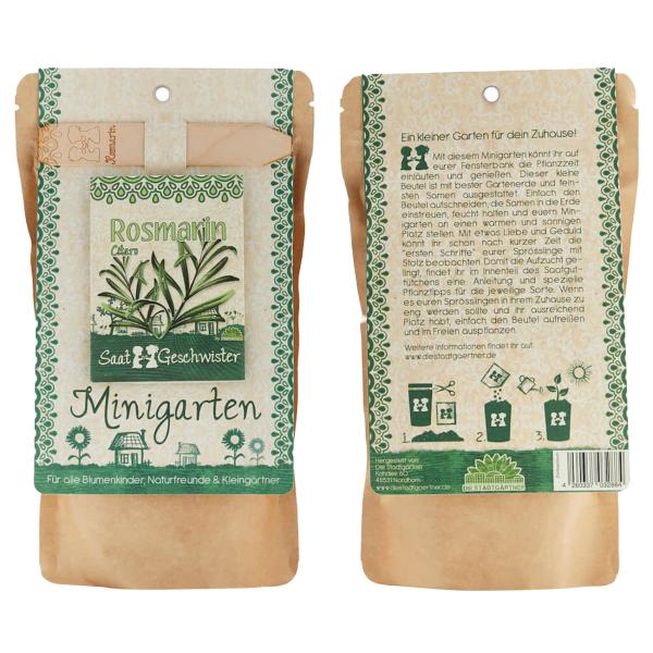 Rosmarin Saatgut Set - Komplett-Anzucht-Kit für Kräutergarten Aussenbereich - Mit Erde, Anleitung, Pflanzstäbchen - Wasserdichte Tüte - Geschenk