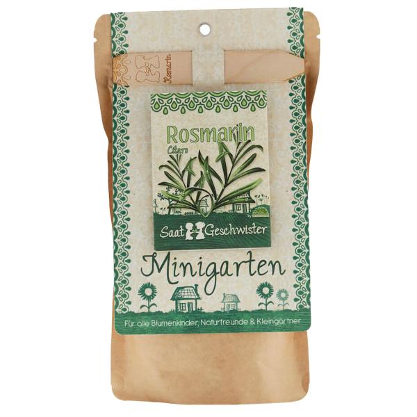Rosmarin Saatgut Set - Komplett-Anzucht-Kit für Kräutergarten Aussenbereich - Mit Erde, Anleitung, Pflanzstäbchen - Wasserdichte Tüte - Geschenk