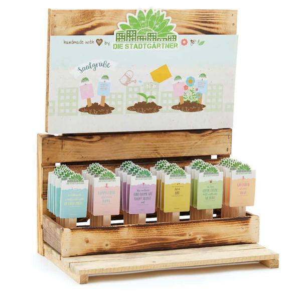 Saatgrüsse Grusskarte "Bee happy" - Kunterbunte Blumenmischung als bienenfreundliche Garten-Geschenkidee - Zaubert Blumen statt Abfall