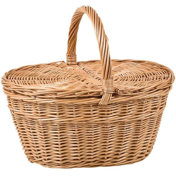 Korb aus gesottener Vollweide - oval mit Deckel und Henkel - Braun, 28x19x34cm - stilvolle Aufbewahrung für Bücher, Zeitschriften & Spielzeug