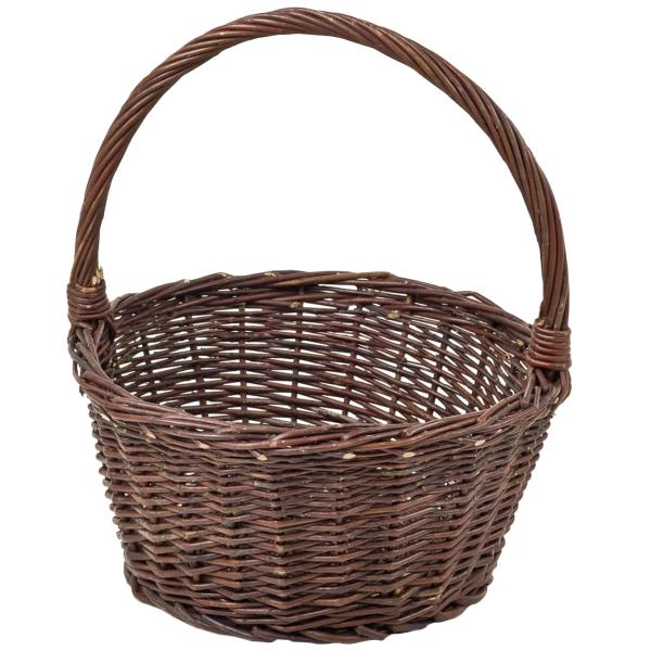 Geflochtener Allzweckkorb - Grosser Henkel Weidekorb zum Transportieren & Dekorieren - Ø 35x18cm - Naturbraun - Robust - Unbehandelte Vollweide