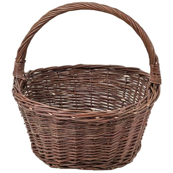 Allzweckkorb Natur Weide - Geflochtener Korb mit Henkel für Transport & Deko - Ø 45x22/47cm - Rustikal, ungeschält, naturbraun, robust & vielseitig