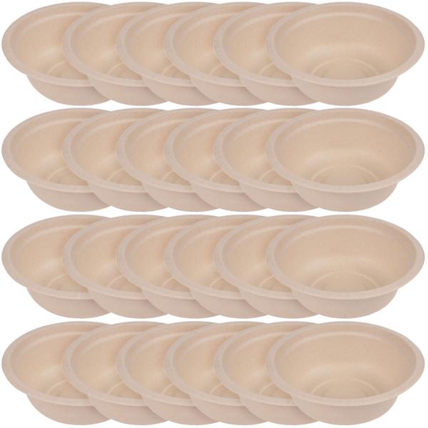 Zuckerrohr Schüsseln 24er-Set - Biologisch abbaubar & kompostierbar für Party & Catering - 350 ml, robust, für Heiss- & Kaltes geeignet