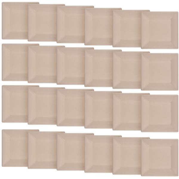 Zuckerrohr Teller eckig 24er-Set - Biologisch abbaubar & kompostierbar - 15x15cm - Für Party, Grillfeier & Catering - Heiss-/Kalt-Speisen & Mikrowelle