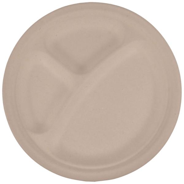 Zuckerrohr Teller rund 24er-Set - Biologisch abbaubar kompostierbar - 23cm Ø - für warme & kalte Speisen - Mikrowellen- & Catering geeignet