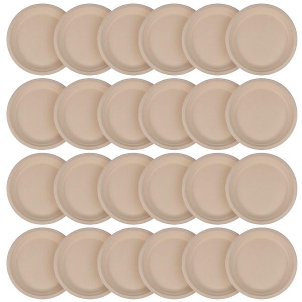 Zuckerrohr Teller rund 24er-Set - Biologisch abbaubar & kompostierbar für Party Event Catering - Ø 18 cm - Mikrowellengeeignet - Heisse & kalte Speisen