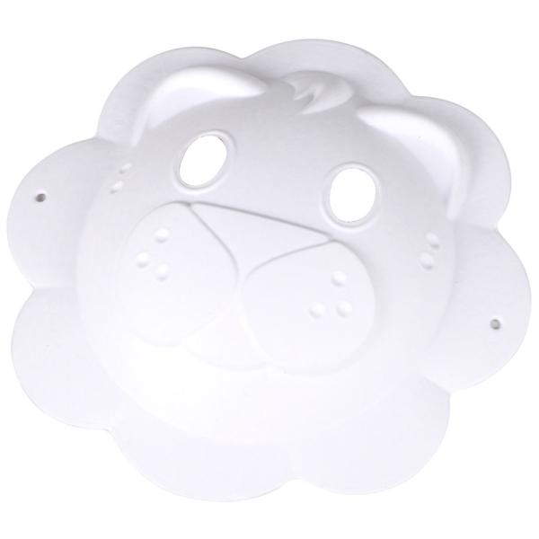 Löwen-Maske weiss-Dekorationsmaske für Zuhause & Fasnacht-Mit Band zum Aufhängen/Anziehen-Bemalbar/Verzierbar-23x22cm Papier/Karton-Ganzjährig einsetzbar