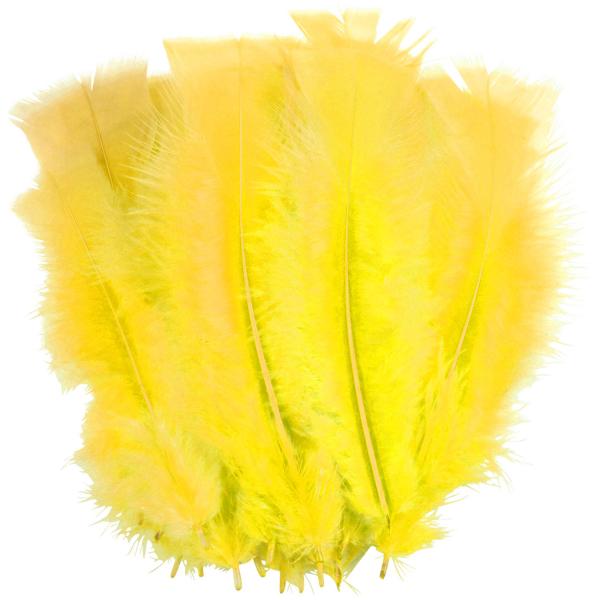 Dekofedern Set Gelb 35 Stück - Flauschige Naturfedern zum Basteln & Dekorieren von Geschenken, Festen, Schmuck - DIY-Projekte, Türkränze - ca. 17cm lang