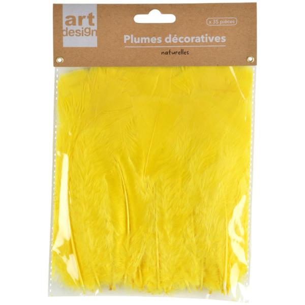 Dekofedern Set Gelb 35 Stück - Flauschige Naturfedern zum Basteln & Dekorieren von Geschenken, Festen, Schmuck - DIY-Projekte, Türkränze - ca. 17cm lang
