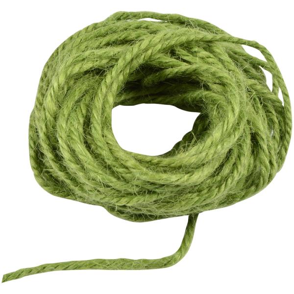 Juteschnur Grün - Feste Deko Kordel zum Basteln, Gestalten, Dekorieren, Verpacken, Makramee & Gartenarbeiten - 10 m Länge - 1,5 mm Stärke