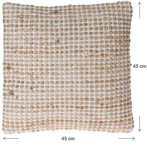 Kissen aus Baumwolle & Jute geflochten - Natürlicher Ethno-Stil Dekokissen - 45x45cm braun/beige - Für Sofa Lounge Bett Sessel Schaukelstühle