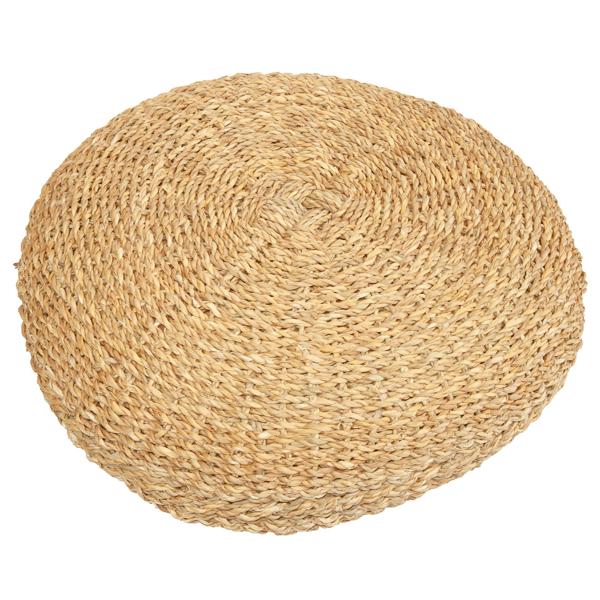 Sitzpouf gross aus Schilf - Rundes Bodenkissen für gemütliche Sitzecken - Natur 58x58x20cm - Skandinavisch Boho Vintage Landhaus