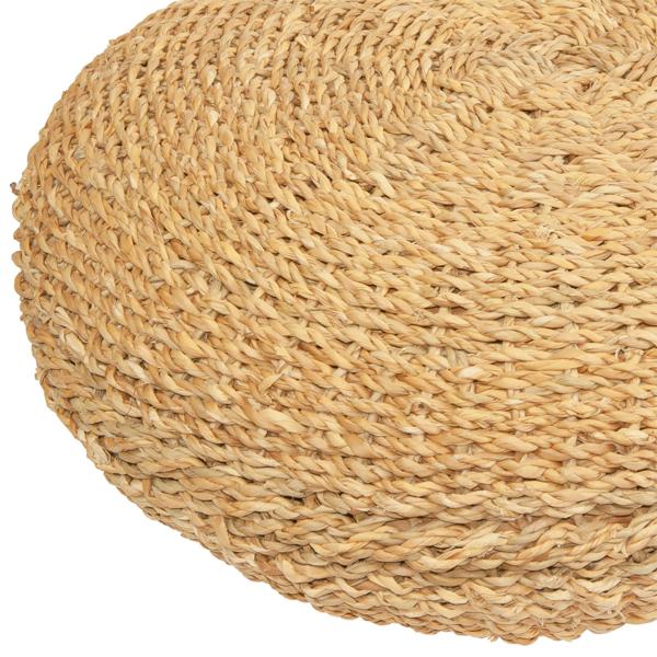 Sitzpouf gross aus Schilf - Rundes Bodenkissen für gemütliche Sitzecken - Natur 58x58x20cm - Skandinavisch Boho Vintage Landhaus