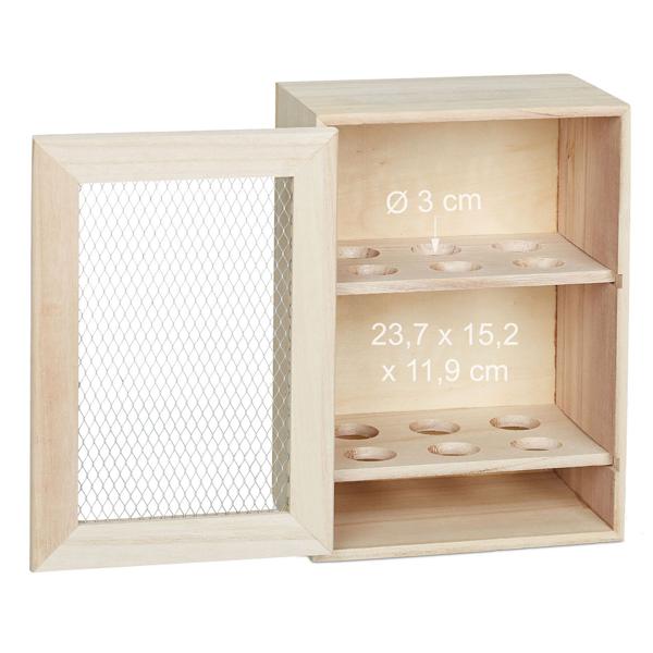 Eierschrank Holz Landhausstil - Dekorative Aufbewahrung mit 12 Mulden für Eier - Hinstellen in der Küche - 25x18x12cm MDF