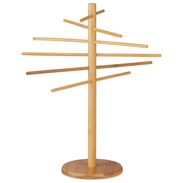 Nudeltrockner Bambus - Pastaständer für selbstgemachte frische Nudeln wie Spaghetti & Tagliatelle - 12 Arme - H 41x34x15cm - Stabil & standfest