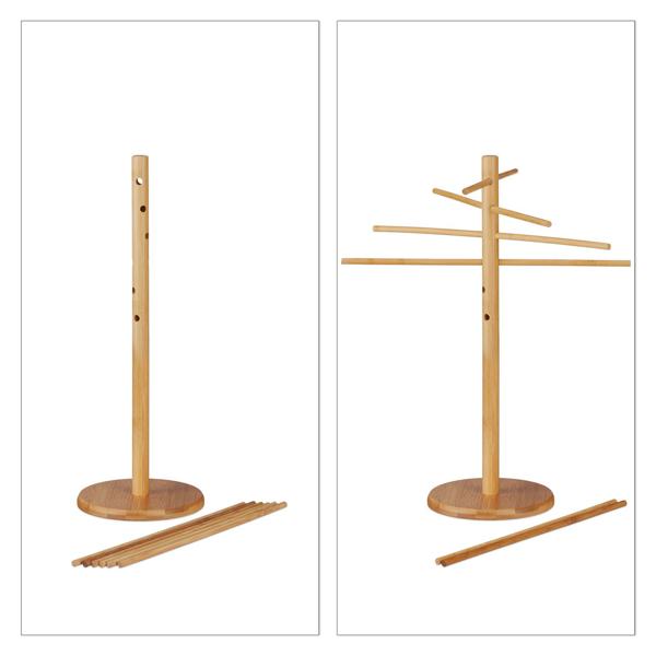 Nudeltrockner Bambus - Pastaständer für selbstgemachte frische Nudeln wie Spaghetti & Tagliatelle - 12 Arme - H 41x34x15cm - Stabil & standfest