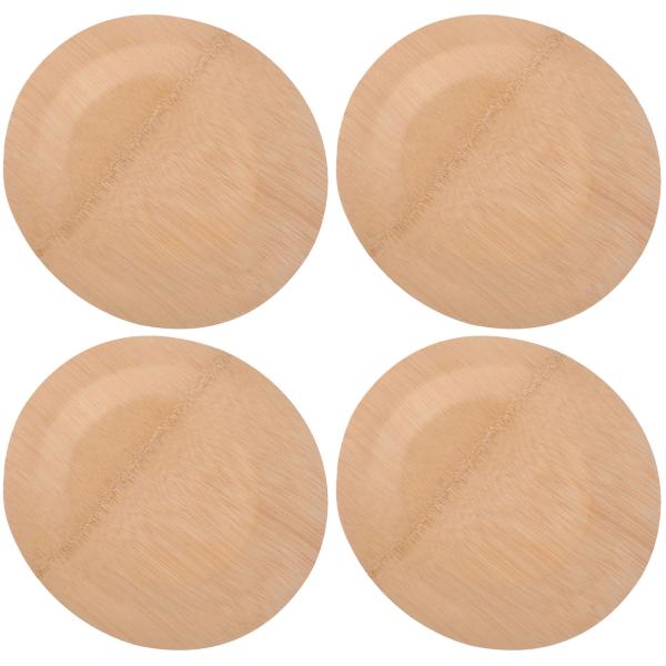 Bambus Einwegteller Set 12 Stück - Rund flach biologisch abbaubar umweltschonend für Salate Hauptspeisen Picknick Gartenparty Catering - Ø 18 cm