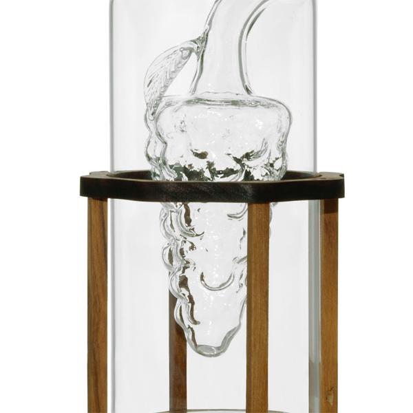 Öl- & Essigspender 2in1 - Glas & Olivenholz Ständer - Mediterranes Design, 2 Kammern, Öl 250ml/Essig 125ml - 20x9cm - Handgefertigt aus Italien