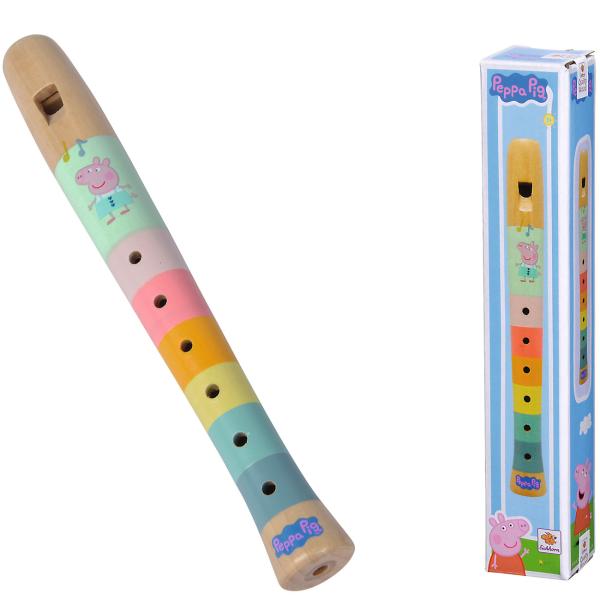 Peppa Wutz Holzflöte für Kinder - Bunte Spielzeugflöte mit 6 Löchern als Lernhilfe - 20cm aus Schirma Holz - Ab 3 Jahre - Fördert Kreativität