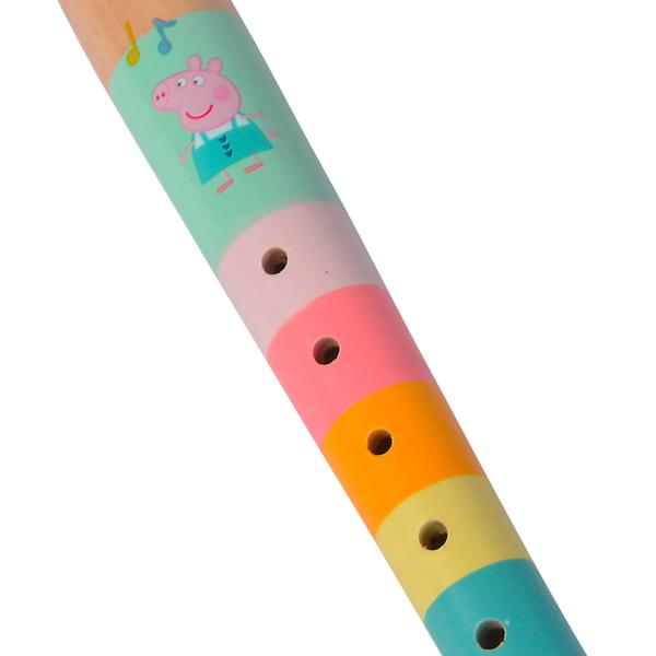 Peppa Wutz Holzflöte für Kinder - Bunte Spielzeugflöte mit 6 Löchern als Lernhilfe - 20cm aus Schirma Holz - Ab 3 Jahre - Fördert Kreativität