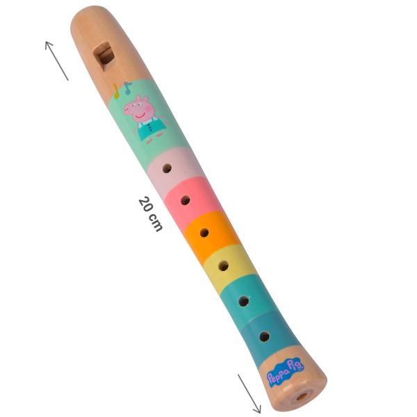 Peppa Wutz Holzflöte für Kinder - Bunte Spielzeugflöte mit 6 Löchern als Lernhilfe - 20cm aus Schirma Holz - Ab 3 Jahre - Fördert Kreativität