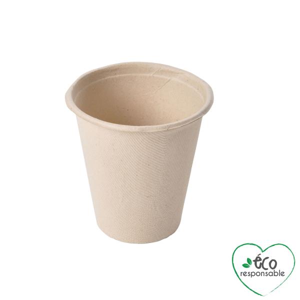 Trinkbecher aus Zuckerrohr 24er Set - Kompostierbarer Einmalbecher für Heiss- & Kaltgetränke - Biologisch Abbaubar Plastikfrei 0,2L
