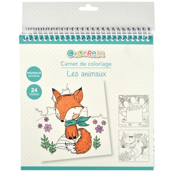 Malbuch für Kinder mit Tiermotiven - Ringbuch, 24 Seiten, 21x21cm - Ausmalbuch für Reisen & Zuhause - Fördert Fantasie & Konzentration