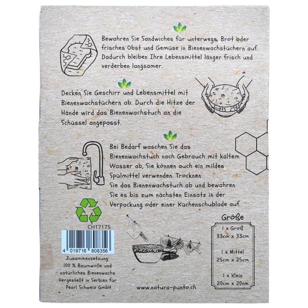 Bienenwachstücher 3er Set - Wiederverwendbare Alternative zu Frischhaltefolie für frische Lebensmittel - Rund, Rot mit Blumen-Muster, 33/25/20cm